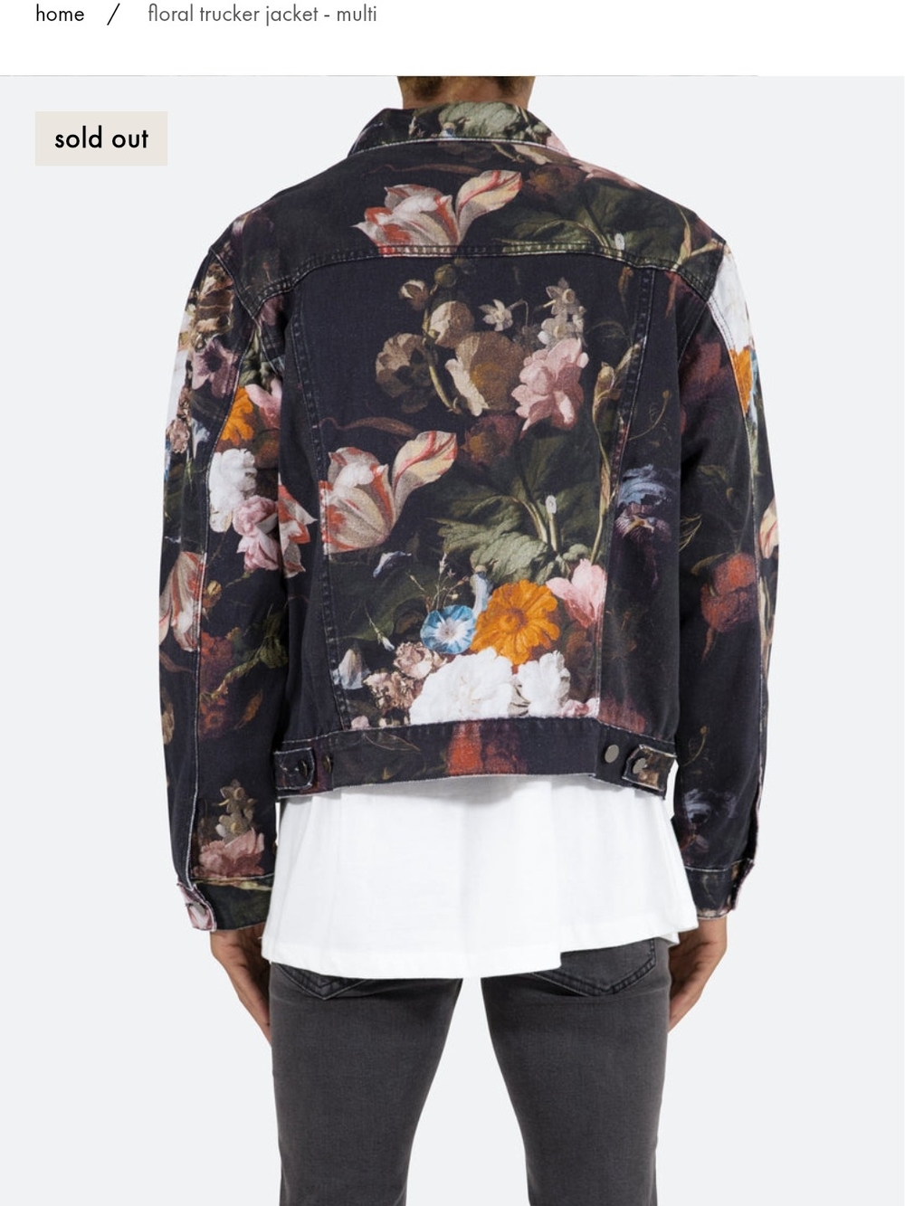 MNML - Floral Trucker Jean Jacket - Medium Women/ Men's XS - Picture 9 of 10